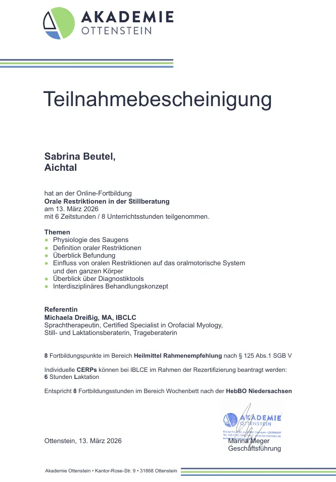 Fortbildung orale Restriktionen – Sabrina Beutel